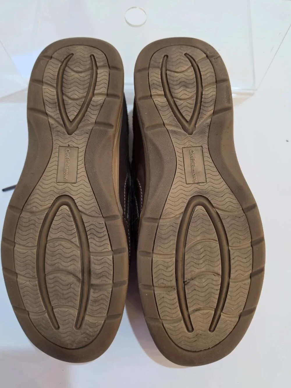 Croft & Barrow Men's Brown Leather & Mesh Boat Shoes Size 10 Med Comfort